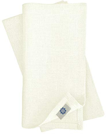 Linen & Cotton Hochwertige 4 x Stoffservietten/Servietten Stoff/Leinenservietten Hygge - 100% Leinen, Weiß/Weiss (45 x 45cm) für Feiern Home Küche Esstisch Dekoration Abendessen Cafe Restaurant