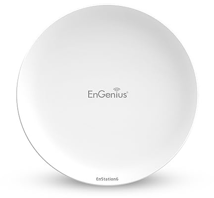 EnGenius Puente inalámbrico Wi-Fi 6 para Exteriores, 5 GHz, 1200 Mbps, MIMO 2x2, Antena de 19 dBi, 26 dBm, IP55, Punto a Punto de Largo Alcance hasta 18 km, Puerto Gigabit, Resistente a - EnStation6