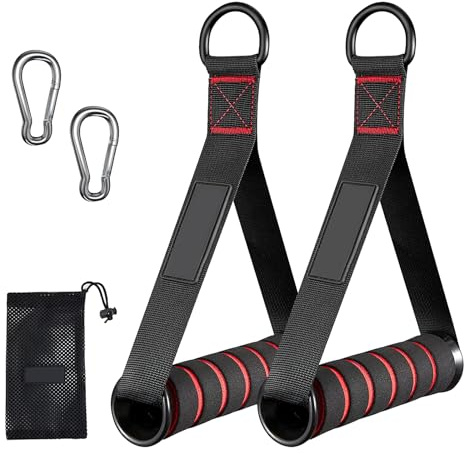 DALAETUS Set di 5 Maniglie Palestra, Maniglie a Fascia di Resistenza con Doppio Anello Metallico a Forma di D e Ganci Moschettone Grandi, Maniglie per Fitness per Home Fitness, Tricipiti, Allenamento