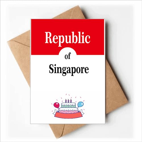 Singapur Löwe Stadt Flagge Farben Englisch Happy Birthday Grußkarten Umschläge Blank