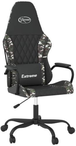 vidaXL Gaming Stuhl Höhenverstellbar Drehbar Chefsessel Bürostuhl Drehstuhl Sportsitz Bürosessel Schreibtischstuhl Schwarz Tarnfarben Kunstleder