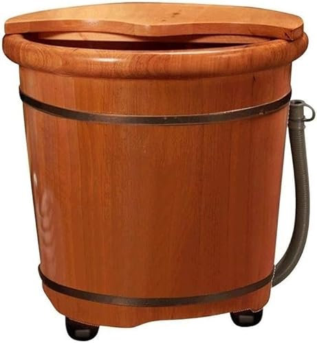 Wooden Foot Bath BucketWooden Bucket For Pedicure, Foot Bath Hot Tub With Wheel Lid, Foot Tub For Soaking Feet, Foot Bath Bucket With Drain Super Easy To Use Needed lofty ambition Warm as ever