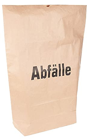 NATUREStar Papiermüllsäcke, 120 Liter, 2-lagig, Druck Abfälle, 950 x 700 x 220 mm, 100 Stück, braune Papiersäcke, Müllbeutel, Papiertüten für Biomüll, Biomüllbeutel, Biomülltüten