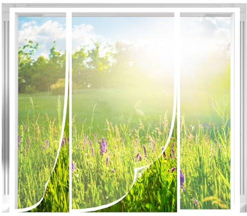 Fliegengitter Fenster,60x220cm Insektenschutz Fliegenschutzgitter Magnet Vorhang Fliegenvorhang Moskitonetz HäNde Frei Insektenschutz Türvorhang,Weiß