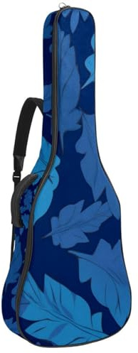 Akustikgitarre Tasche Groß Universal Gitarrentasche für 40/41/42 Zoll Wasserdicht mit Schutzschicht Blau Blätter Muster, mehrfarbig, 42.9x16.9x4.7 in, Gitarrentasche