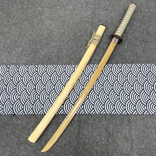 HJHUUA Träsvärd, 103 cm naturlig shinai, handgjord bokk, för Kendo svärdsträning, anime, cosplay, rekvisita Iaido, julfödelsedagar, presenter till män och kvinnor – träfärg