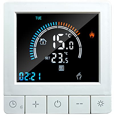 LANRU Digital Thermostat with Child Lock LCD Display NTC Sensor Water/Electric Heating Warm Floor Underfloor Temperature Controller Intelligent Wall Thermostat for Home Office Hotel