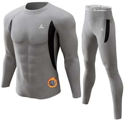 Men's Thermal Underwear Base Layers Long Johns For Sport Ski Hunting Gear | Fleece Lined Top And Bottom, Strechable, Moisture-Wicking, Soft & Breathable Fabric, Ideal For Cold Weather Daily Underlayer