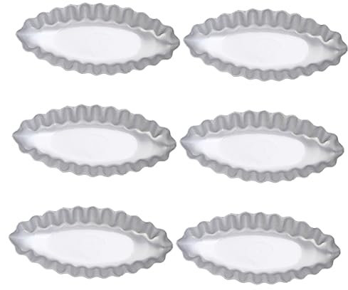 Mikinona 6pcs Mini Tart Pan Set Anodized Aluminum Egg Tart Baking Mold Boat Shape Dessert Baking Moulds for Home Kitchen Party