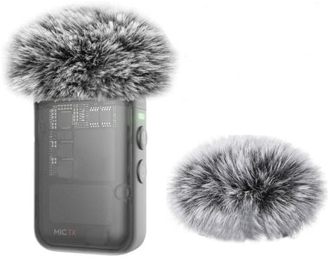 Parabrisas para DJI Mic 2, cubierta de transmisor/Osmo Pocket 3 accesorios de micrófono Lavalier, paquete de 2 protectores de viento peludos, filtro pop de espuma de reducción de ruido, color gris