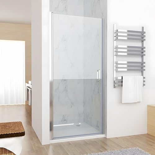 MIQU Nischentür 100 x 197 cm Duschabtrennung Duschwand Pendeltür Schwingtür aus 6mm NANO ESG Sicherheitsglas Rahmenlos ohne Duschwanne