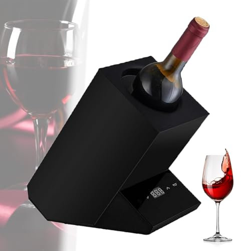 LwiftGal Wine Chiller Electric, Portable Wine Bottle Chiller for Wine Champagne, Rapid Beverage Drink Chiller, Iceless Wine Cooler, Gifts for Wine Lovers, Adjustable Temperature,Black