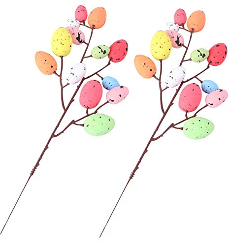 RORPOIR 2St Osterei-Stecklinge Osterkörbe Osterspielzeug Osterhasen Ostern-Picks Nest Ostereier basteln osterbasteln frühlingsdeko dekoratives Osterei Eier selber basteln Plastik Colorful