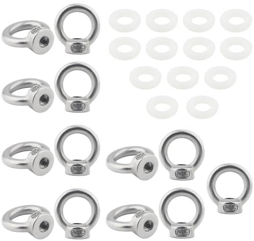 AOMIKITSTU Ringmutter 13 Stück, M6 Augbolzen Ringbolzen, Geschlossene Ösenschraube, 304 Edelstahl Augenschraube, Ringschraube, Ring Runde Augenschraube for Hängende Ornamente