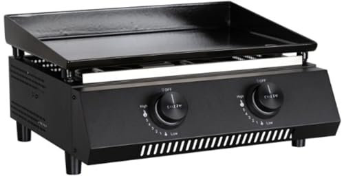 Cozze® G-400 Plancha Grill Tragbar mit 2 Brennern (50mbar) - DE+AT inkl. Regler und Fettauffangbehälter | Kleiner Grill für Balkon Terrasse Garten | Mini Gasgrill für Zuhause Camping