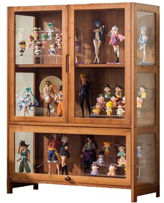 3 Tier Vitrine für Sammlerstücke, Holzvitrine, Acryl-Vitrine, Acryl-Sammlungsvitrine, multifunktionale staubdichte Acryl-Vitrine, durchsichtige Vitrine für Wohnzimmer und Büro (80×32×106cm)