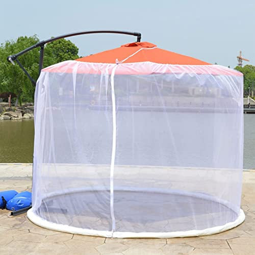 LXWKAI Zanzariera per ombrellone da Giardino, Rete in Poliestere Universale per ombrelloni da Tavolo da Mercato all'aperto e ombrellone a sbalzo, Bianco, 300x230 cm (ombrellone Non Incluso)