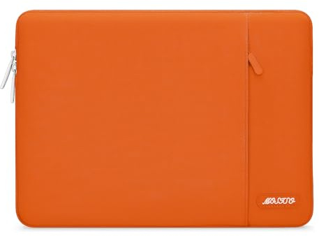 MOSISO 14 inch Laptop Case Compatible with HP Dell ASUS Acer, Orange | Compatible with HP Lenovo Dell ASUS Acer,HP Stream, Polyester Vertical Sleeve Slim Computer Carrying Case with Pocket