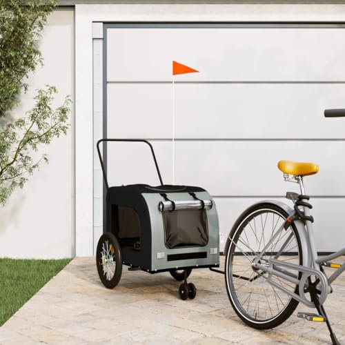 Xichuzi Fahrradanhänger Hunde Schwarz und Grau Oxford-Gewebe und Eisen, Fahrrad Anhänger, Lastenanhänger, Handwagen, Fahrrad-lastenanhänger, Lastenfahrrad - 93853