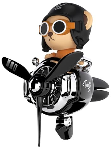 Bär Pilot Auto Lufterfrischer ABS Car Diffusor Cartoon Vent Clips Auto Parfüm Diffuso Rotierender Propeller, Luftauslass Kreative Cartoon-Dekoration Cooles Lüftungsdekorationszubehör