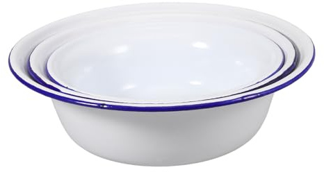 Gatuida Set 3 Ciotole Smaltate Retrò Bianche Rotonde per Zuppe in Cucina | Tre Pezzi Pratici e Facili da Pulire, Vintage Semplice, Uso Domestico, Comode per Servire Pietanze