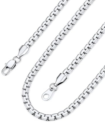 Bandmax Halskette Edelstahl Herren Damen Venezianer Kette für Männer Gliederkette 2/4/6mm Breit Box Link Kette Silber/Gold/Schwarz Venezianisch Briolette Ketten Halsreif Halsschmuck, Länge 35-76cm