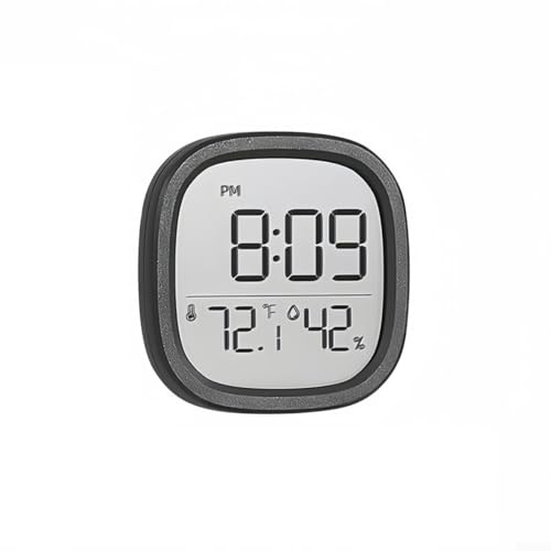 Digital Hygrometer Thermometer,Digital Clock Temperature Monitor Humidity Meter Magnetic Desktop For Home Office (Black)