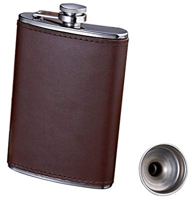 Flasque portable en acier inoxydable avec cuir et cuir 265 ml avec petit entonnoir de poche pour l'extérieur