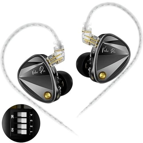Professional Triple Dynamic Driver Earphones in-Ear Monitors, KZ Vader Pro in Ear Monitor Headphones, 6 Driver HiFi Earbuds, for Singer Musician Audio Engineer (Without Mic, Improved Bass Version)