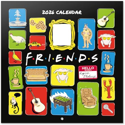 Grupo Erik Calendario 2026 pared Friends - Almanaque pared 2026 : Planificador mensual Con espacio para Anotar, Ilustraciones y Fácil de colgar (30x30cm)