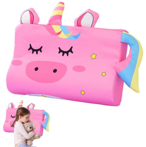 Wxeadu Cuscino Memory Foam Bambini, 45 x 27 cm Cuscino per Bambini 3 Anni, Motivo Leone Cuscinobambini, Ergonomico Cuscinobambino 2 Anni, Cuscinoperbambini con Federa (Unicorno)
