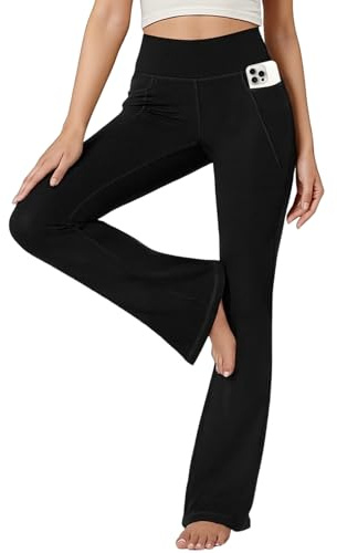 viiotu Women's Fleece Lined Flared Yoga Pants – High Waisted Winter Bootcut Leggings with Pockets,Warm Brushed Lined Flared Pants for Workout,Yoga