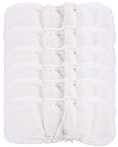 WRITWAA Lot de 6 Inserts Lavables pour Couches en Fibre de Bambou et Coton Absorbants et Réutilisables Taille Unique Blanc pour Puériculture et Voyage