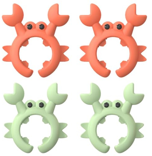 4 Stück Krabben-Löffelhalter, 5, 8 x 6, 6 cm, Silikon-Löffelablage, verstellbar, rutschfest, Kochutensilienablage für Töpfe, Überkochschutz
