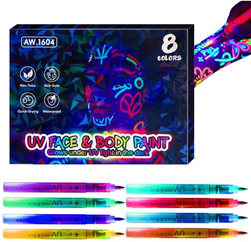 Djowyh Pennarello retroilluminato – Trucco lavabile per pittura del corpo – Pittore temporaneo al neon per la pelle | Per adulti bambini feste tessuto fai da te