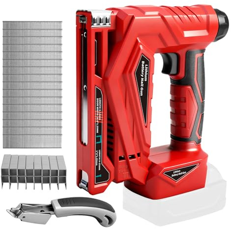 Agrafeuse Cloueuse Sans Fil Compatible avec Milwaukee 18V Batterie, 2 en 1 Agrafeuse électrique, 150 coups/min, Mode Monotir/Continu, avec 1000 clous et 1000 agrafes Pour le bois, DIY (sans batterie)