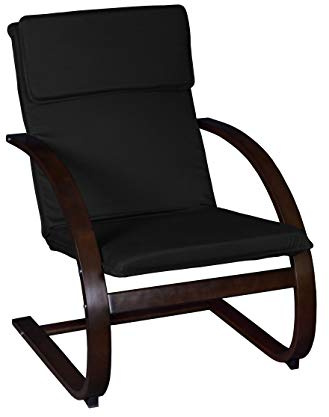 Niche Mia Bentwood Reclining Rocking Chair – Lightweight, Ergonomic & Durable with Washable Cotton Cover, Sturdy Cantilever Frame for Home, Office & Nursery (Mocha Walnut/Black)