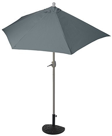 Mendler Sonnenschirm halbrund Parla, Halbschirm Balkonschirm, UV 50+ Polyester/Alu 3kg 300cm mit Ständer - anthrazit