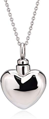 Quiges Donna Collana Regolabile 46-52 cm con Portacenere Commemorativo Urna di Cremazione Acciaio Inossidabile Ciondolo Cuore Classico