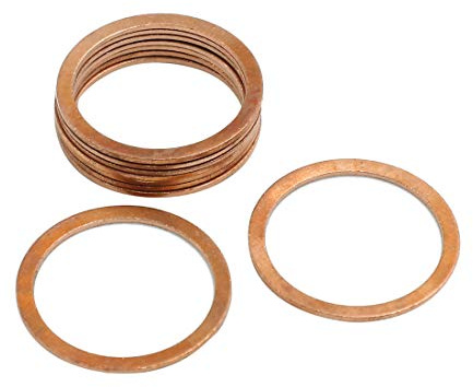 sourcing map 10pcs Joint Cuivre 26mm Dia Interne Rondelle Cuivre étanchéité joint anneau Auto 26x32x1mm