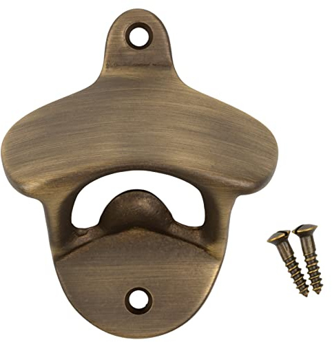 Antique Brass Classic Wall Mounted Bottle Opener | Vintage Bar Accessories for the Home or Restaurant | UA-725-AB