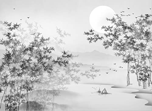 STROXTH WALLPAPER Papier Peint Panoramique Sur Mesure Bambou Noir Et Blanc 3d Paysage Nature Chinois Tropical Jungle Bambou Montagne Gris Chambre Adulte Enfant Salon Poster Geant Mural | Panoramique 3d Paysage Tropical Bambou Montagne Gris Chambre Adulte Enfant Salon Poster Geant Mural