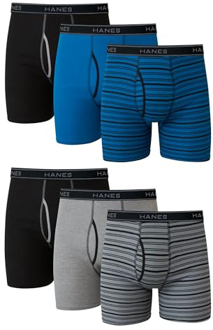 Hanes Mens Underwear Briefs, Cool Dri Moisture-wicking Cotton No-ride-up For Men, Multi-packs Available Boxer, 6 Pack - Striped Assorted, X-Large US