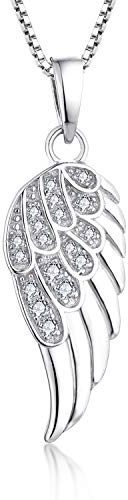 starchenie Engelsflügel Anhänger Halskette für Frauen 925 Sterling Silber Zirkonia Schmuck Geschenk