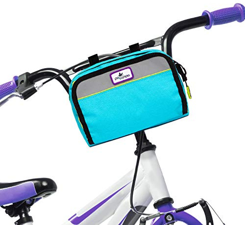Po Campo Kids Bicycle Bag - Speedy Front Frame Bike Handlebar Bag – Fabric Bike Basket – Waterproof Front Mount Bag for Boys Girls Bike or Scooter Handle Bars – Converts to Crossbody Bag (Blast Blue)