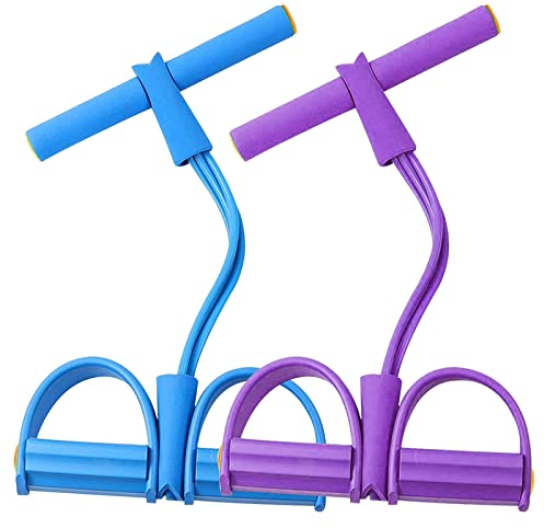 Guador Bauchtrainer Body Sculpture Tummy Trainer Pedal Widerstand Band Bodybuilding Widerstandsband Spannseil Elastisches Sit-up Trainingsgerät Fitness Bauchtrainer Sportgerät (Blau Lila)