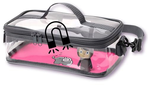 fantifant Magnetboden-Tasche für Tonies Hörfiguren - Transparente Aufbewahrung für Hörfiguren mit Magnet - Transporttasche für ca. 25 Toniefiguren - flamingopink