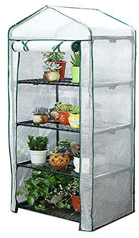 ZXFF Garden Serra, Vegetale Capannone con Porta Rotolante, Tenda a Tre Strati Tenda, Copertura Pianta da Interno, Usata per Fiori, Piante (Color : White, Size : 69×49×158cm)