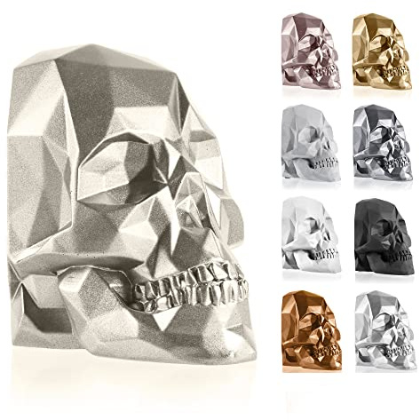 concrette Buchstütze Skull Low-Poly Totenkopf aus architektonischem Beton - Stütze für Bücherregal Buchhalter Buchständer - Dekorative Buchstützen für Regale - 1 Stück