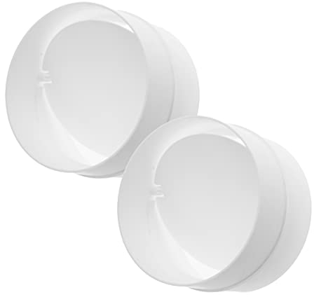 Vent Systems 100 mm / 4 Inch - Pack of 2 - Round Male Duct Connector with Shutter – ABS Plastic HVAC Ducting Fittings for PVC Flexible or Rigid Vent Hose Pipe – Air Ventilation System Adapter